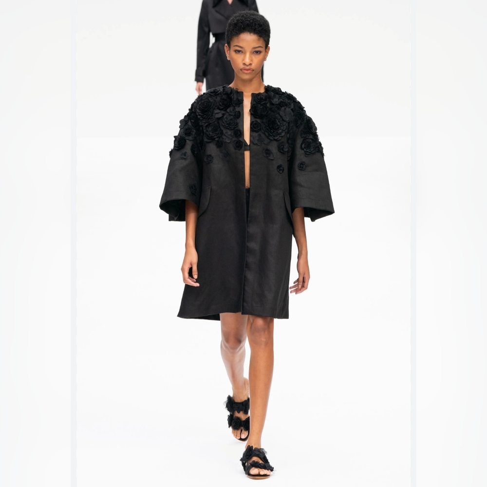 Carolina Herrera Runway Collection Stunning Floral Embellished Applique Coat